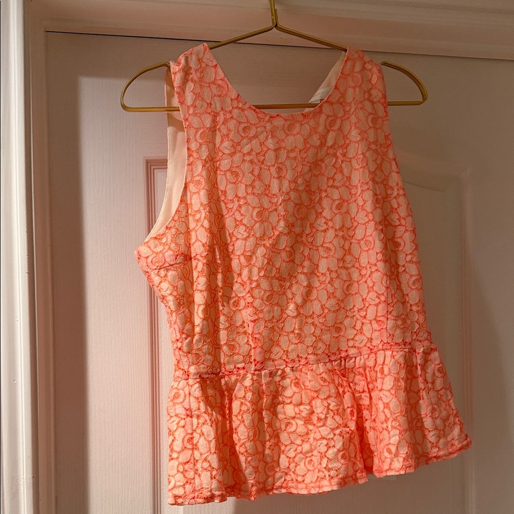 MM Couture Coral Lace Peplum Blouse
